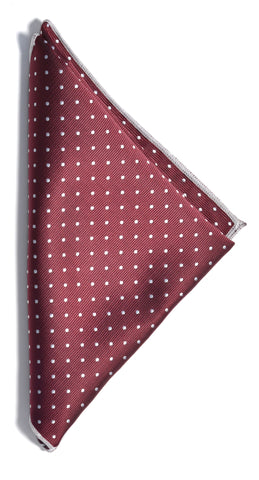 Dotted pocket square - Wine/White