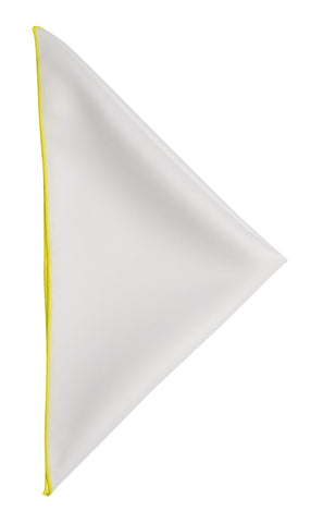 White pocket square - Yellow