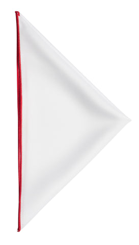 White pocket square - Red