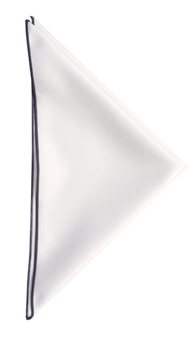 White pocket square - Navy