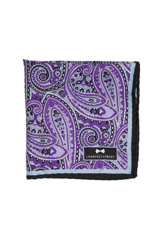 Silk Paisley Pocket square - Purple